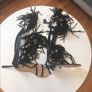 Zara gladiator sandals with fringes suede leather